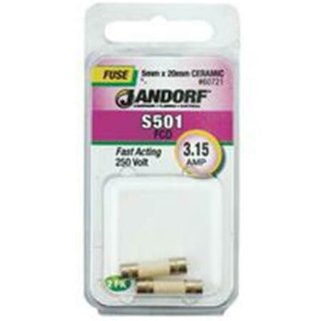 JANDORF UL Class Fuse, S501 Series, Fast-Acting, 3.15A, 250V AC 3398963